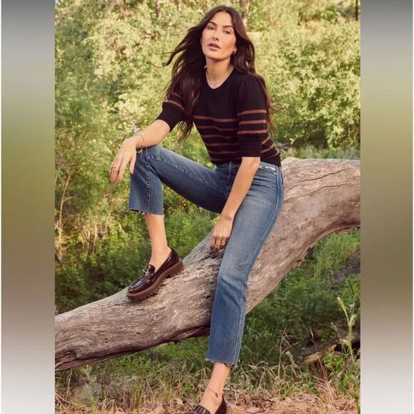 NWOT GOOD AMERICAN Good Curve Straight Jeans 15 Ultra High Rise Distressed Hem - Picture 1 of 13